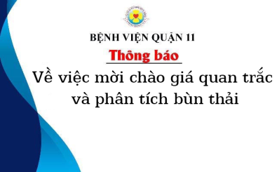 Thông báo về việc mời chào giá quan trắc và phân tích bùn thải